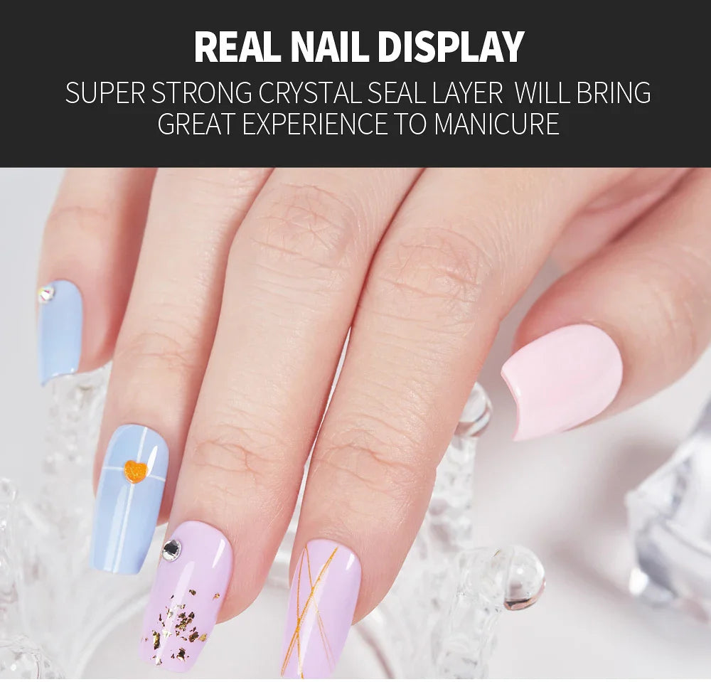 AWStorG15ml 2 IN 1 Crystal Top Coat Transparent Soak Off UV LED Nails Art Manicure Gel Nail Polish Varnishes Primer Function Gel