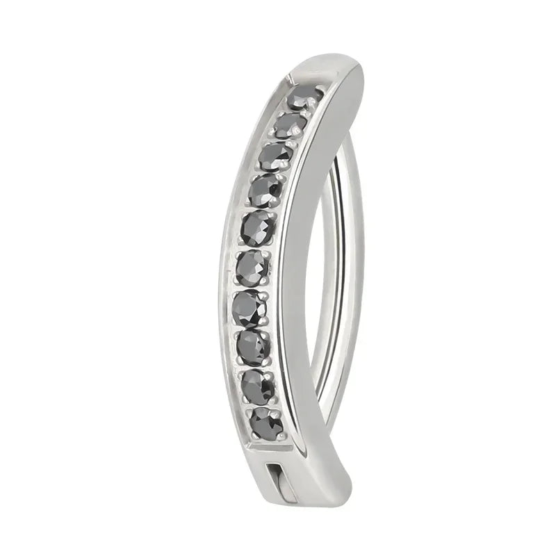 ASTM F136 Titanium PIERC Reverse Curved Clicker Navel Barbell Shiny CZ Sexy Belly Button Rings Bellybutton Sexy Piercing Jewelry