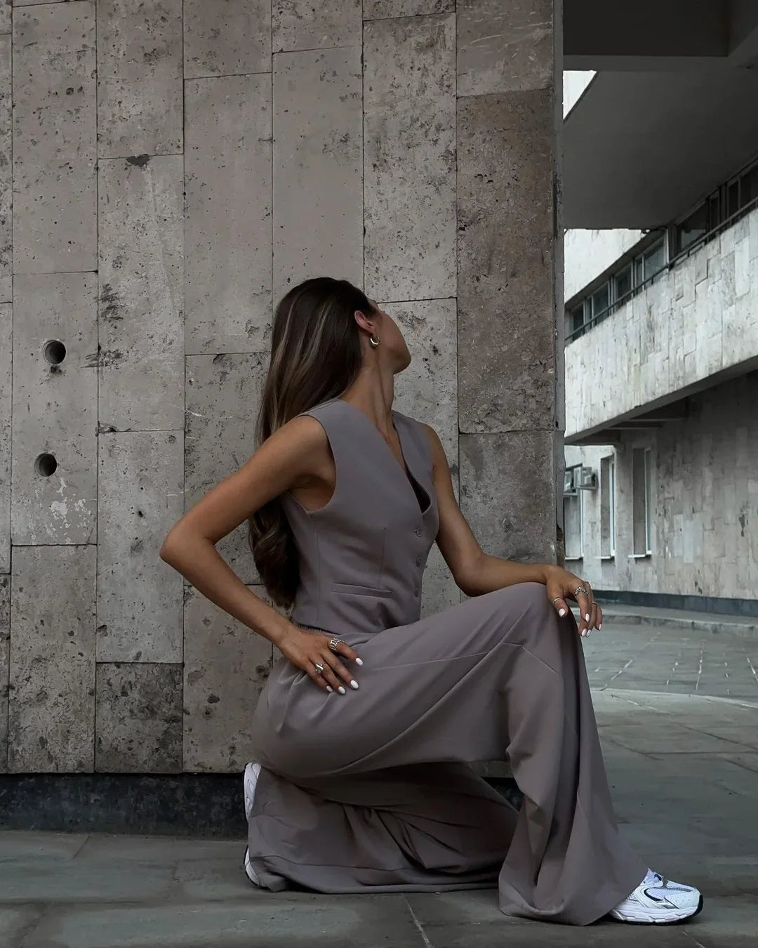 casual sleeveless suit set office lady spring summer elegant slim v-neck blazer tops pants two piece set women outfit 2024