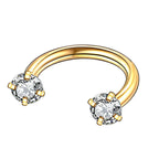 1PC Titanium Nose Horseshoe Ring Nose Septum Piercing Prong Set Round Zircon Ear Cartilage Tragus Daith Body Piercing Jewelry