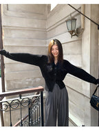 AOSSVIAO Knitted Casual Cardigan 2025 Autumn Winter Elegance Solid Color V-neck Sweater Unique and Niche Slim Fit Tops