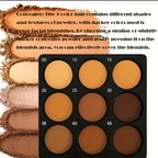 Dark Skin Tone 9-in-1 Face Palette Waterproof Concealer 9 Shades Contour Bronzer Wheat Makeup Palette for Women