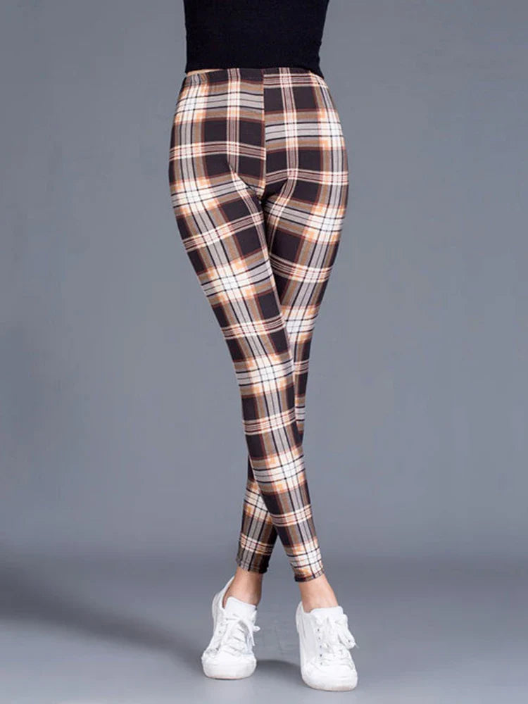 Card White Checkered WOMEN'S Sports and Fitness Leggings