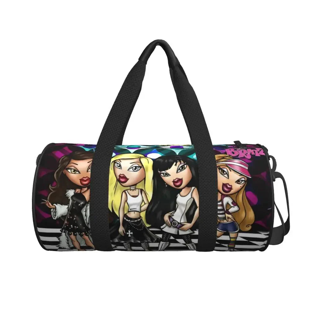 Bratz Glitter Sparkle Gym Bag Weekend Sports Bags Gym Accessories Travel Pattern Handbag Retro Fitness Bag For Male Female