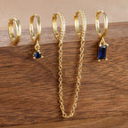 4PCS Exquisite Stainless Steel Long Chain Pendant Earrings Set for Woman Little Huggies Hoop Earrings Cartilage Piercing Jewelry