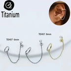 Chain Earring with Labret Ear Stud ASTM G23 Titanium Piercing Nose Ring Cartilage Helix Daith Punk Lip Piercing Body Jewelry 16G