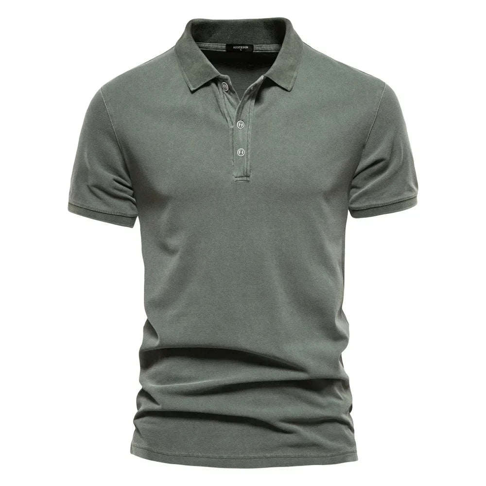 2025 Men's Slim Fit Cotton Polo Shirt - Stylish Lapel Design for Casual & Business Golf Wear