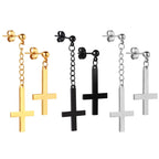 BONISKISS Men Women Stainless Steel Inverted Upside Down Cross Earring Church of Satan Temple Occult Satanic Witchy Stud Jewelry