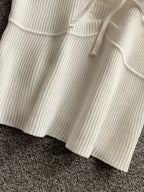 2024 Solid Color Ribbed Knotted Tank Top Casual Round Neck Tank Top For Spring & Summer Women's Clothing Knit Crop Top