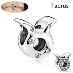 Authentic 925 Sterling Silver Sparkling Aries Leo Scorpio 12 Zodiac Signs Constellation Charm Beads Fit Pantaro Bracelet Jewelry