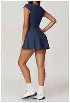 Custom LOGO women's beautiful back tight yoga set quick-drying high waist hip lift running fitness sports skirt 2-piece set