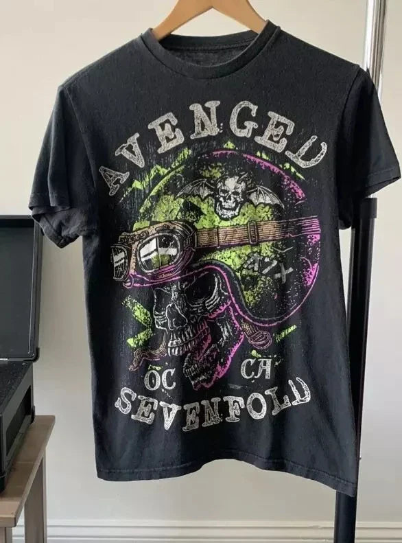 Avenged Sevenfold 2011 Nightmare across Europe T shirt 2 side Men Women Summer Men's T-Shirt Black Crew Neck Cotton Tee