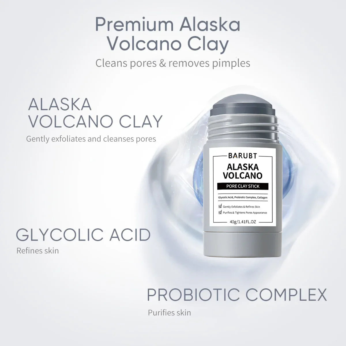 Alaska Volcano Mask Mugwort Cleansing Mask Stick Shrink Pores Acne Deep Blackhead Remover Facial Cleansing Moisturizing Mask 40g