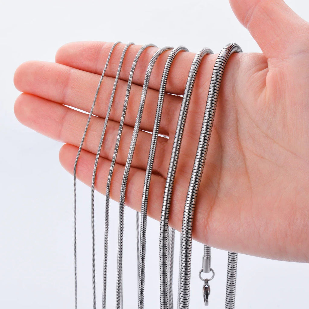 1 piece Stainless steel Round Snake Chain Pendant Necklace For Men Women Necklace Jewelry