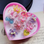 10pcs/lot Children's Cartoon Rings Candy Flower Animal Bow Shape Ring Set Mix Finger Jewellery Rings Kid Girls Toys Anillo