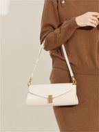 Burminsa Trendy Genuine Leather Underarm Shoulder Bags For Women 2025 Luxury Designer Crossbody Purses Flap Lock Ladies Handbags