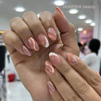 24pcs Nude French Fake Nails White Edge Almond False Nails Art Full Coverage Removable Waterproof Artificial Press on Nail