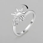 925 Sterling Silver Zircon Sunflower Spinner Rings for Women Adjustable Anti Stress Rings Fashion Party Gift 2022 New Hot Sale