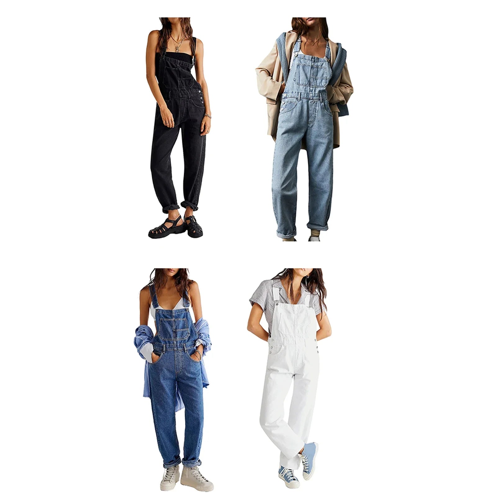 2023 Summer Black Jumpsuit Women Loose Dungarees Overalls Wide Leg Women Long Jumpsuit Ladies Overalls For Women