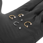 1PC Titanium Nose Horseshoe Ring Nose Septum Piercing Prong Set Round Zircon Ear Cartilage Tragus Daith Body Piercing Jewelry