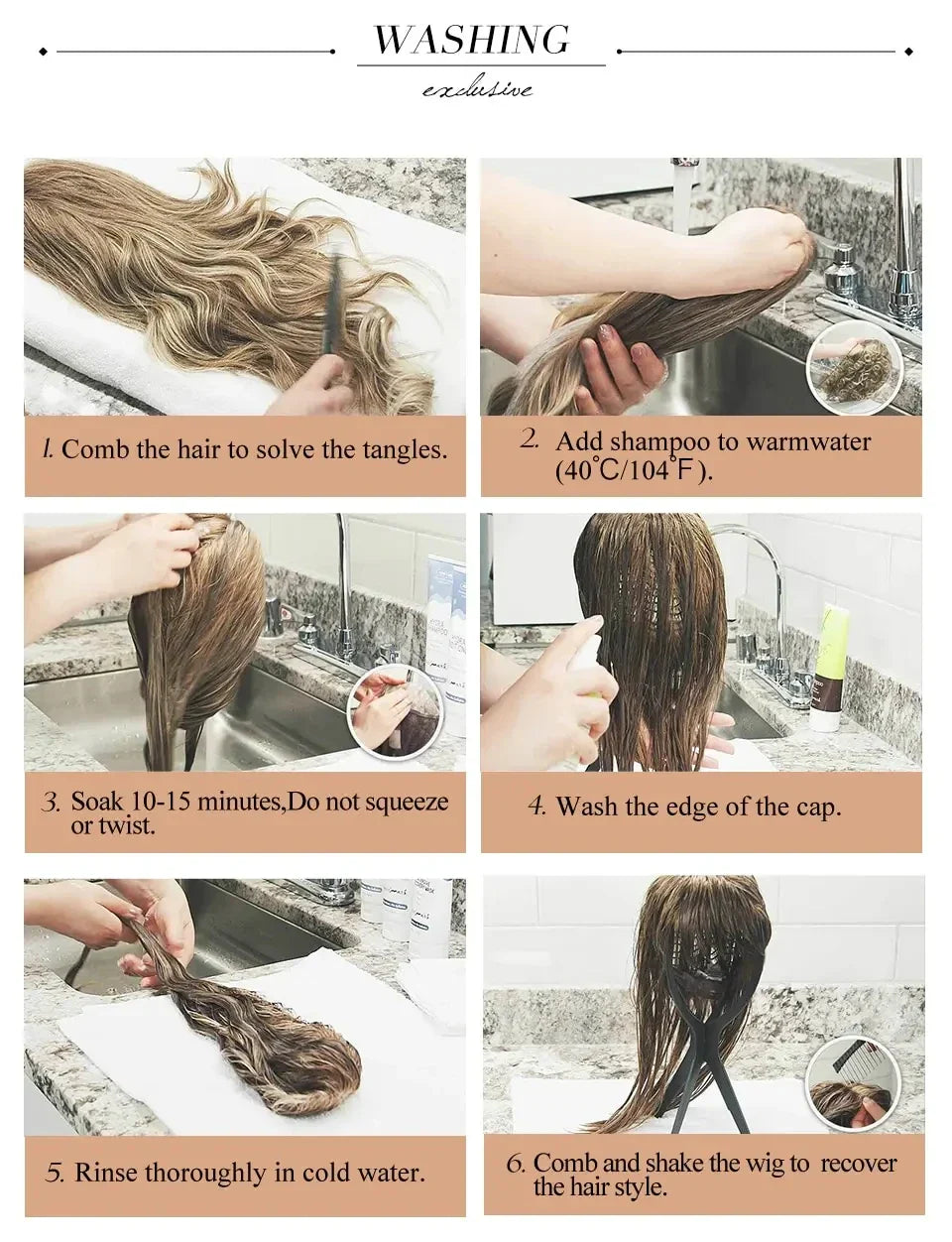 Blonde synthetic wig with straight bangs Ladies Cosplay wig High temperature silk wig set with big waves and long curly hair