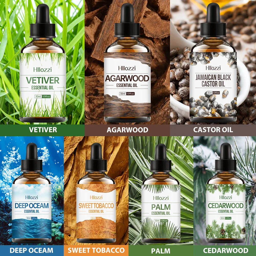 30ml Agarwood-Cedarwood-Vetiver-Pine Palm-Ocean-Sweet Tobacco-Black Castor Aromatherapy Essential Oils Aromatherapy Essential