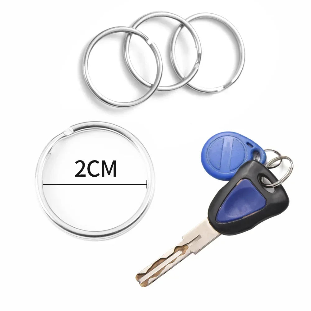 20/100pcs Stainless Steel Polished Key Ring Key Chain 25mm Round Flat Round Split Keychain Metal Blank Circle For DIY Findings