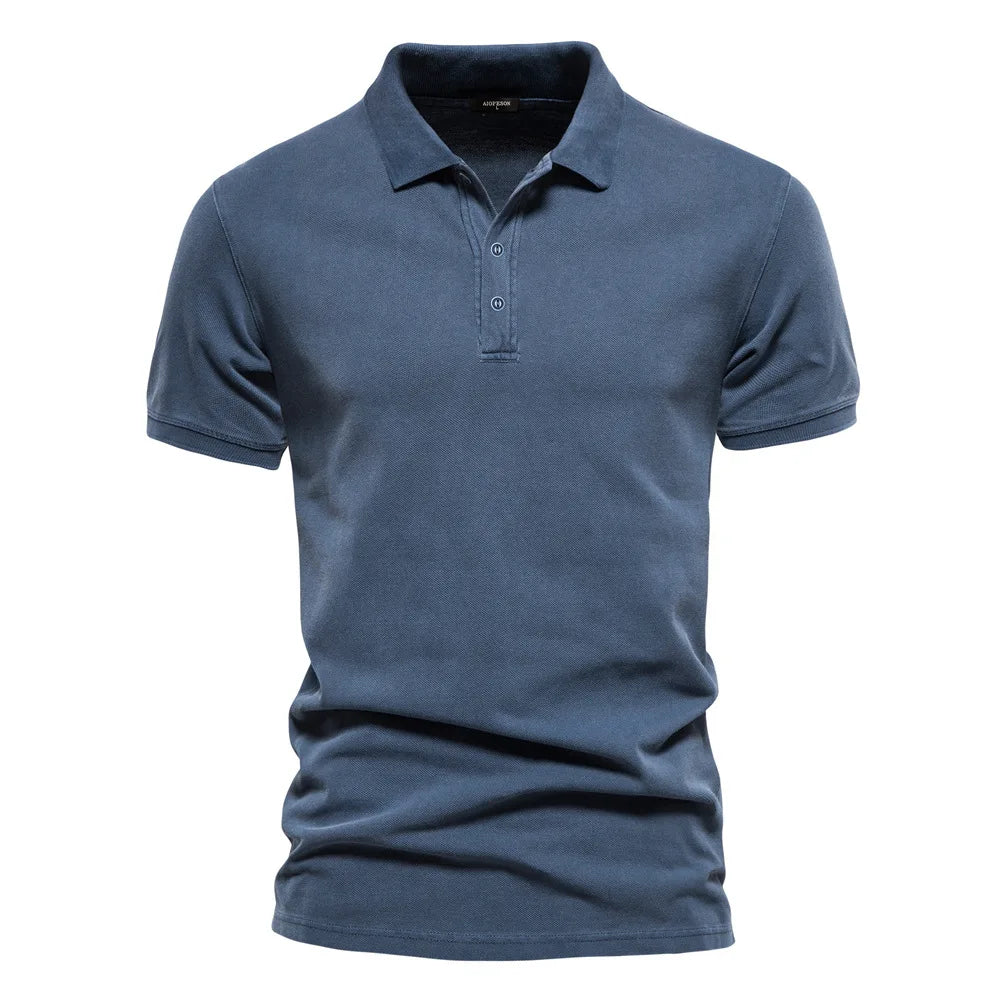 2025 Men's Slim Fit Cotton Polo Shirt - Stylish Lapel Design for Casual & Business Golf Wear