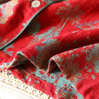 2025 New Spring and Autumn Women's Pajama Set 100% Cotton Retro Color Woven Home Clothes Long Sleeve Long Pants Two Piece Set