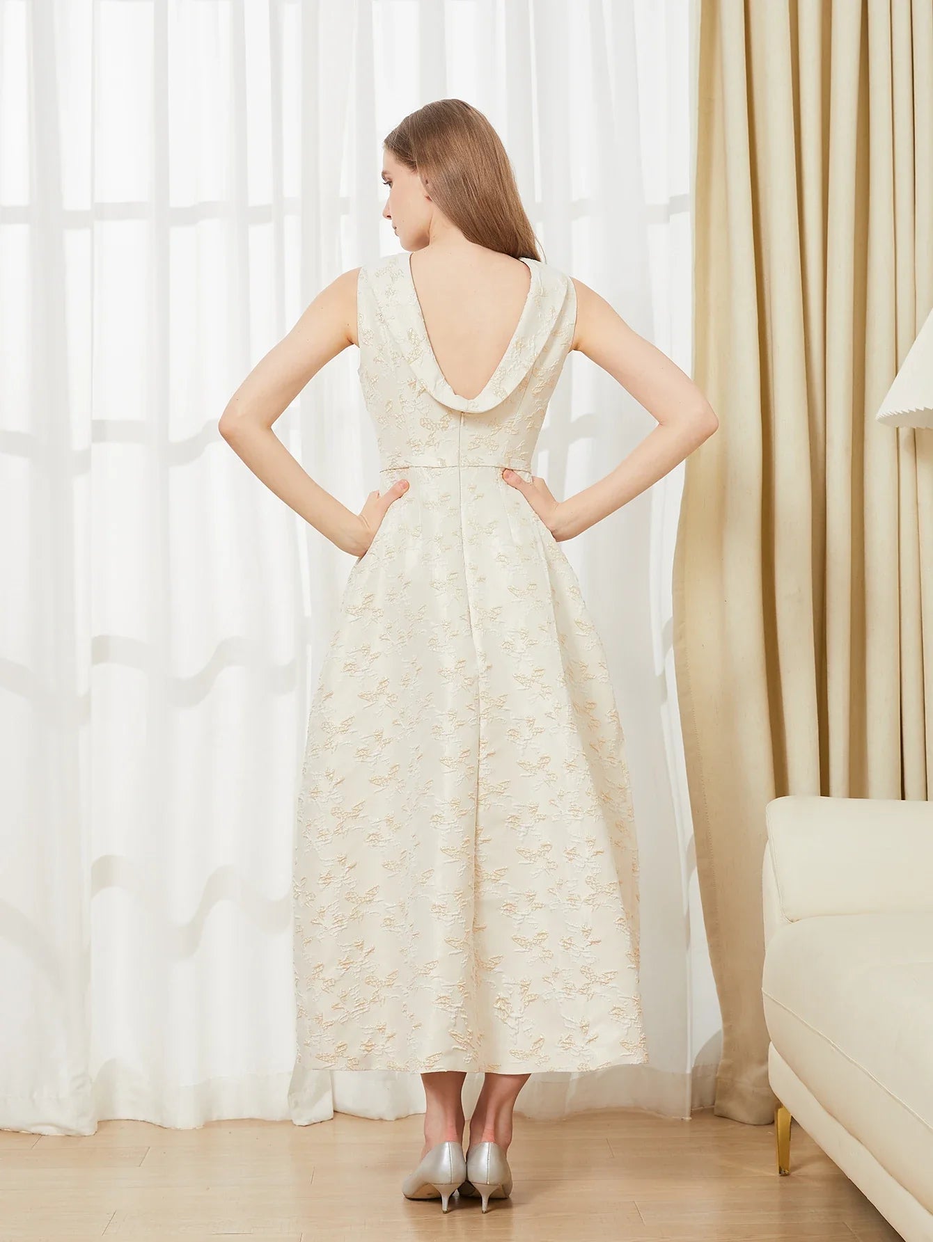 Elegant Dress 2024 Summer New Fashion Women Long Maxi Backless Sleeveless Split Jacquard  Dresses Evening Dress Robes