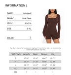2025 Spring and Summer New Fashion Women's Long Sleeve Jumpsuit Shorts  Long Sleeve Sexy Slim Jumpsuit U Neck Jumpsuit