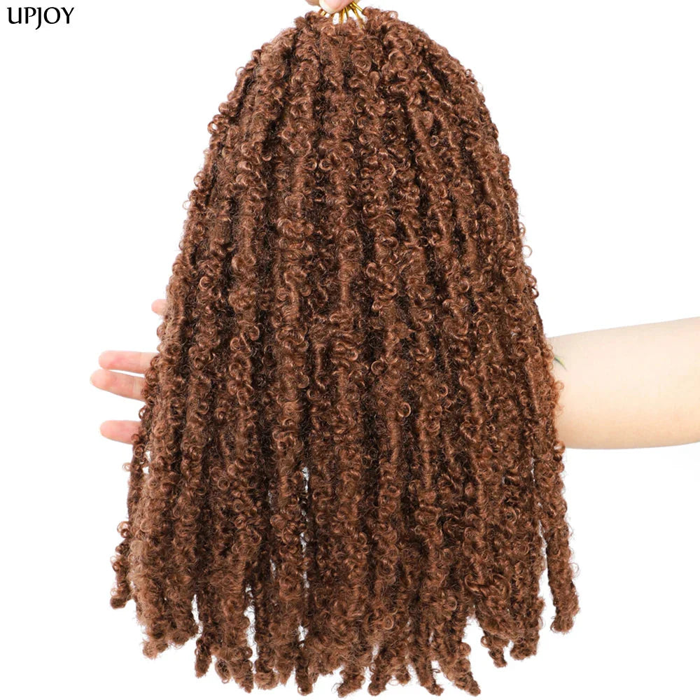 Butterfly Locs Crochet Hair 12 inch Handmade Butterfly Soft Locs Crochet Hair Extensions Synthetic Braiding Hair 12Strands/pack