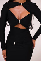 Articat Sexy Hollow Out Long Sleeved Elastic Tight Dress Women Pleats Double Layered Female Vestidos Elegant Party Evening Dress