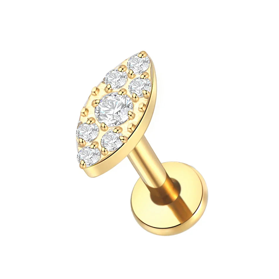 1PC Titanium Zircon Star Flower Labret Piercing for Women Cartilage Tragus Daith Helix Stud Earring Body Jewelry