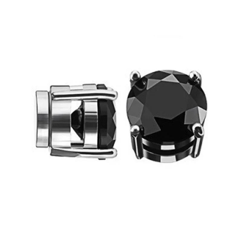 2pcs Punk Mens Strong Magnet Magnetic Ear Stud Set, Non Piercing Earrings Fake Cross Earrings Gift For Boyfriend Lover Jewelry