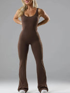 2025 Summer New Women's Sexy Hottie Style Backless One-piece Suit Sports Fitness Yoga Pullover One-piece Suit Flared Pants