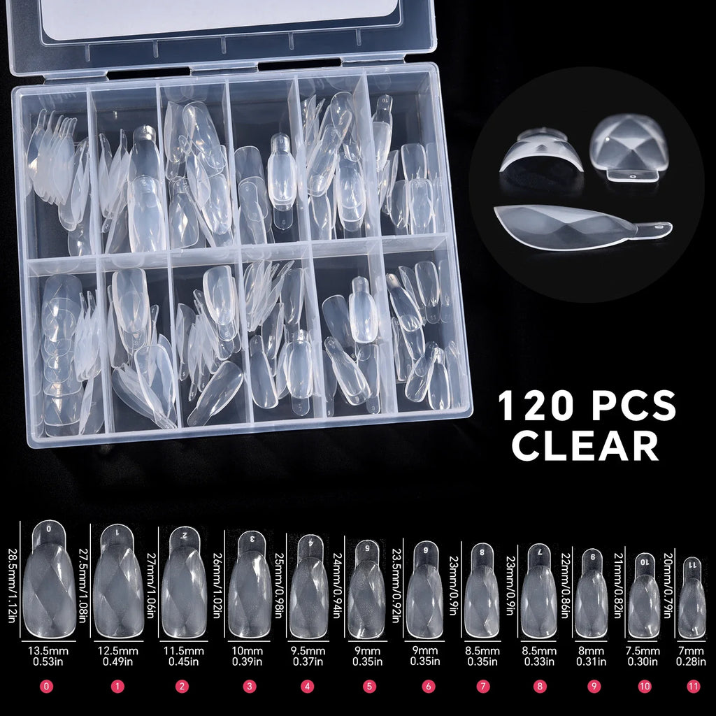 120Pcs Nail Forms For UV Gel Quick Building Extension Top Molds Dual Forms Acrylic Nail Art Tips Nails Accessories Tools