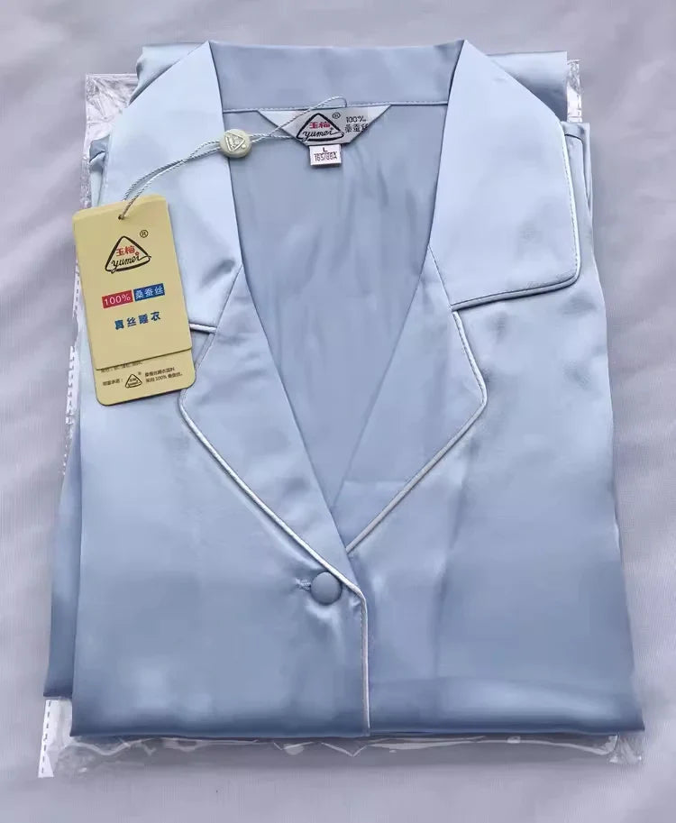 100% Pure Silk Women's Classical Pajama Set Sleepwear Nightgown M L XL YM007