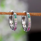 Crystal Cubic Zirconia Lymphatic Drainage Earrings Colorful Crystal Hoop Earrings Weight Loss Slimming Earrings Fashion Jewelry