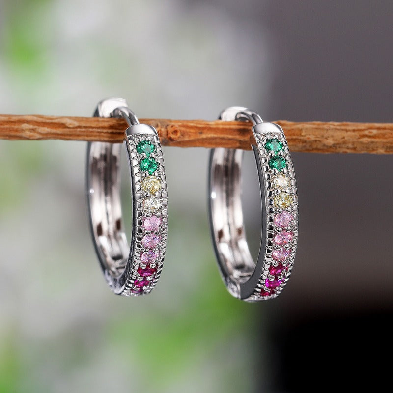 Crystal Cubic Zirconia Lymphatic Drainage Earrings Colorful Crystal Hoop Earrings Weight Loss Slimming Earrings Fashion Jewelry