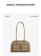 Burminsa Cowhide Genuine Leather Underarm Shoulder Bags For Women 2025 Luxury Designer Korean Bowling Tote Work Ladies Handbags