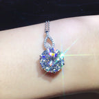 6.5 Carat Simulated Moissanite Pendant Necklace - 12mm D Color VVS1 Round Cut - Unisex Luxury Jewelry Gift for Her, Him, Holiday