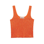 Elegant Sequined Orange Cardigans Women Y2k O-neck Short Sleeve One Button Female Tops 2025 Street Summer Lady Chic Knitwear