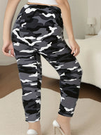 CUHAKCI Plus Size High Stretch Women's Leggings Camouflage White Gray Pants Sports casual tight fit Sports Cropped Pants