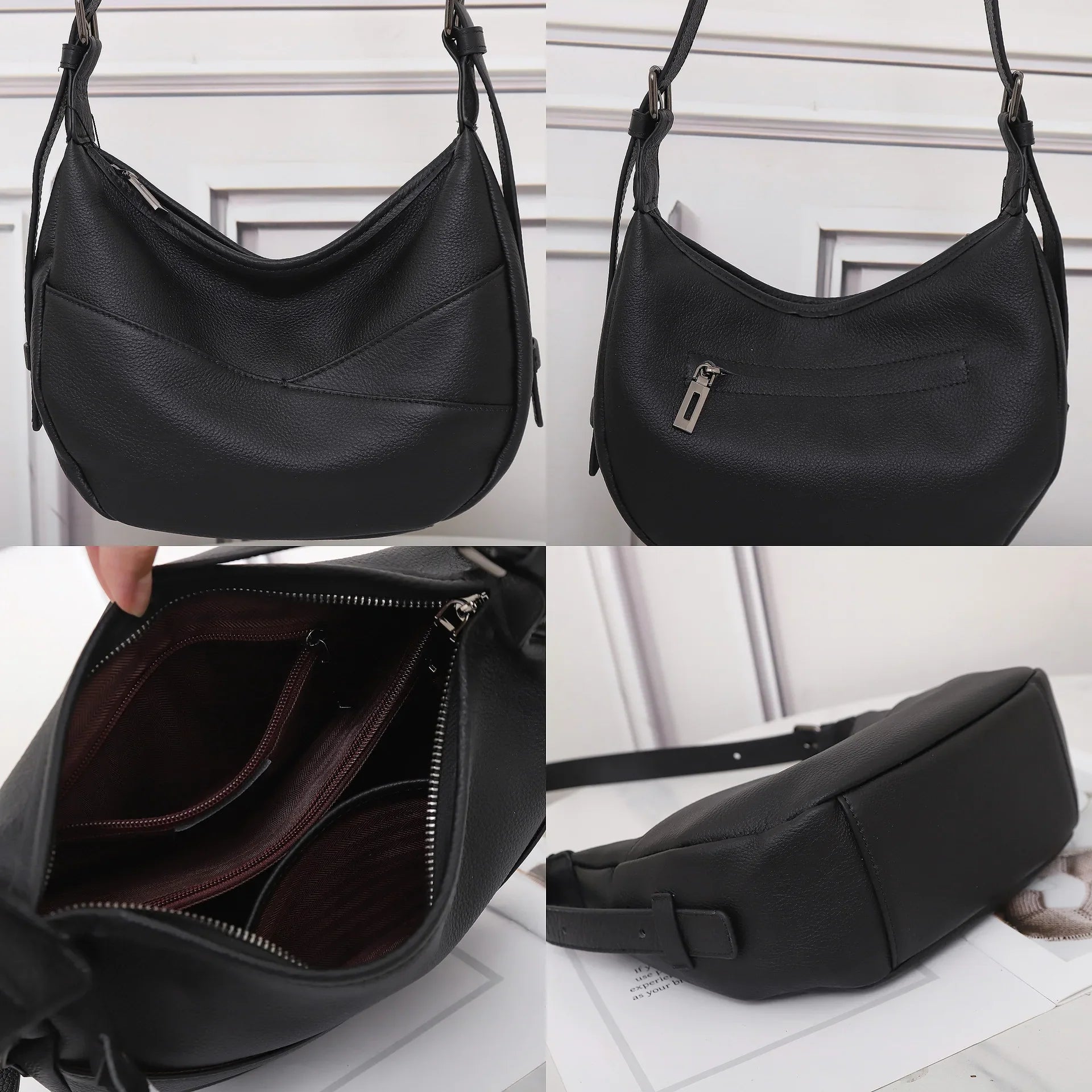 2025 Top-Grain Leather Crossbody Bag for Women Spacious Convertible Shoulder Purse, Commuter Organizer Fits Laptop