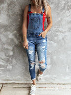 Denim Overalls Women 2023 Ripped Jeans Lady Jumpsuit Elastic Denim One Piece Pants Suspender Trousers Female Rompers Streetwear