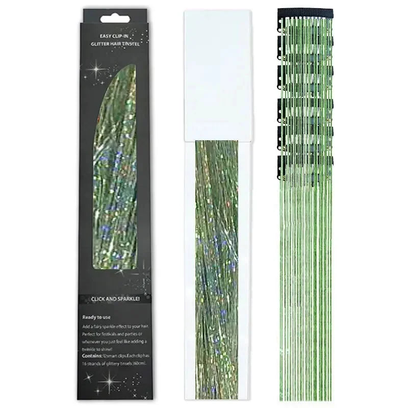 6-Piece Set BB Clip Tinsel Hair Metal Laser Gold Thread PET Laser Thread Highlighting Cross-Border Hair Accessories