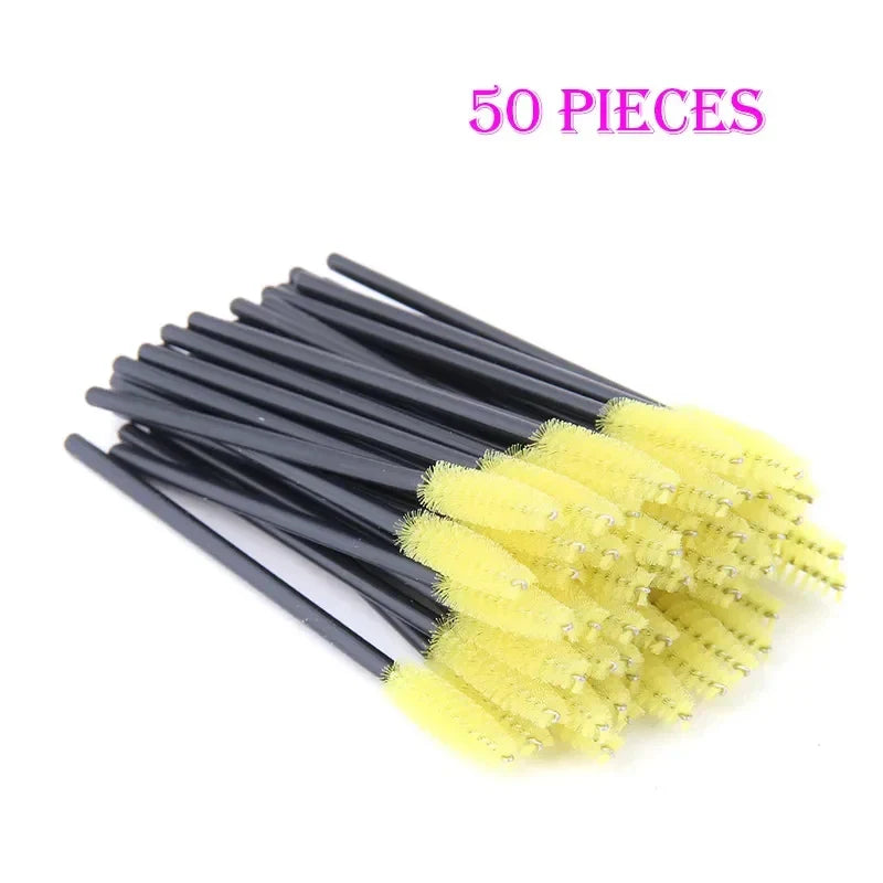 50pcs Grafted eyelashes Single color disposable eyelash brush Spiral eye Makeup Eyelash curler makeup brush cosmetic tools