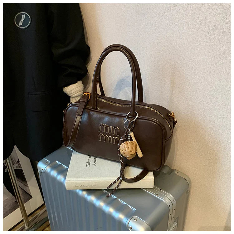 2025 new high-end luxury designer Boston handbag female niche retro fashion all-match pillow bag shoulder messenger bag trend