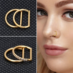 1/10PCS F136 G23 Titanium Piercing Nose Ring D Shape Hinged Segment CZ 16G Clicke Cartilage Tragus Helix Earrings Body Jewelry
